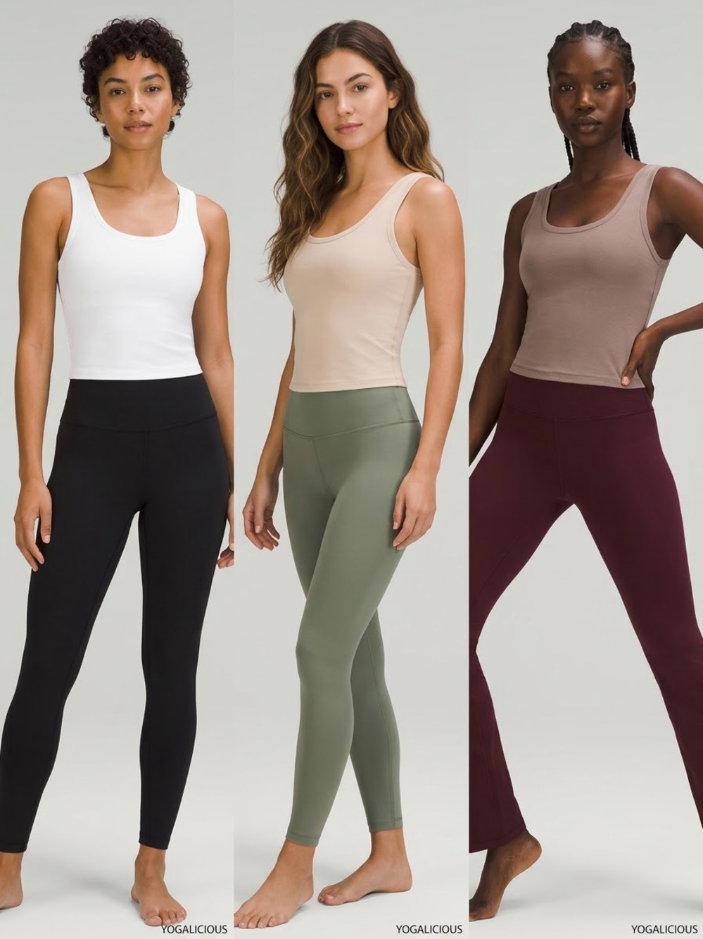Yogalicious 3 Women’s Scoop Neck Tank Top Bundle — Mauve/Blush/White